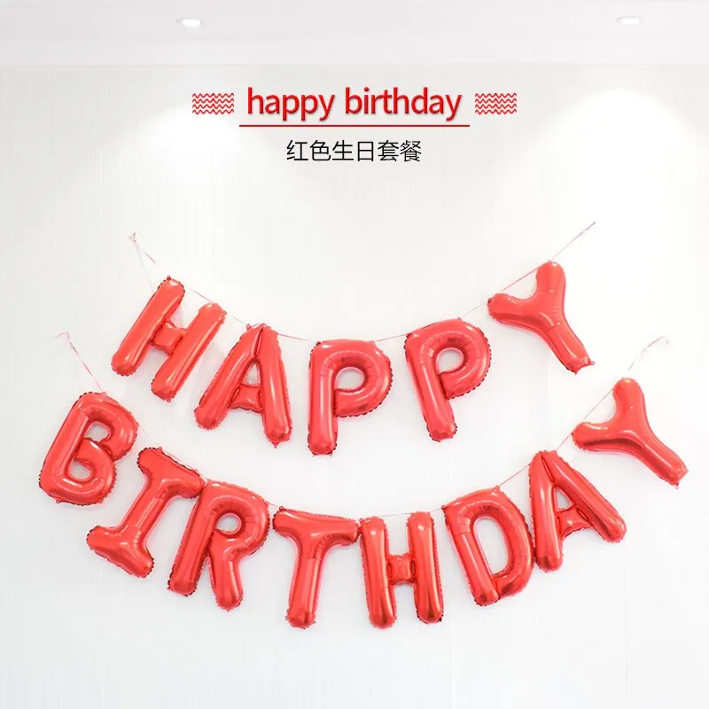 13pcs/set  Happy Birthday Letter Foil Balloons banner baby shower Party Birthday Cake Decortion Globos Kids Gift Inflatable Ball