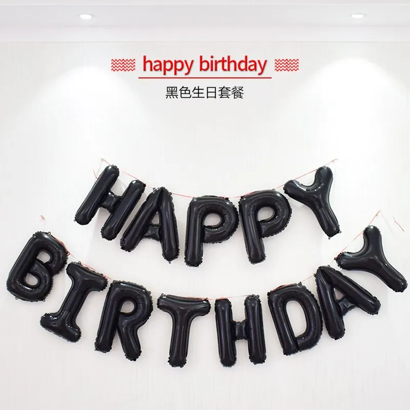 13pcs/set  Happy Birthday Letter Foil Balloons banner baby shower Party Birthday Cake Decortion Globos Kids Gift Inflatable Ball