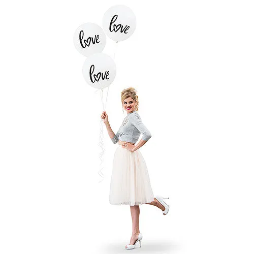 17" Large White Round Wedding Balloons - "Love"