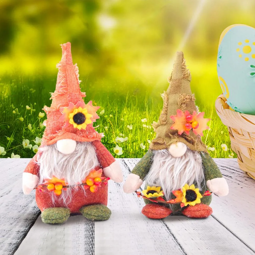 20*7*13cm Christmas Decoration Fall Gnome Autumn Gnome Pumpkin Sunflower Swedish Dwarf Thanksgiving Day Gift Fall  Doll