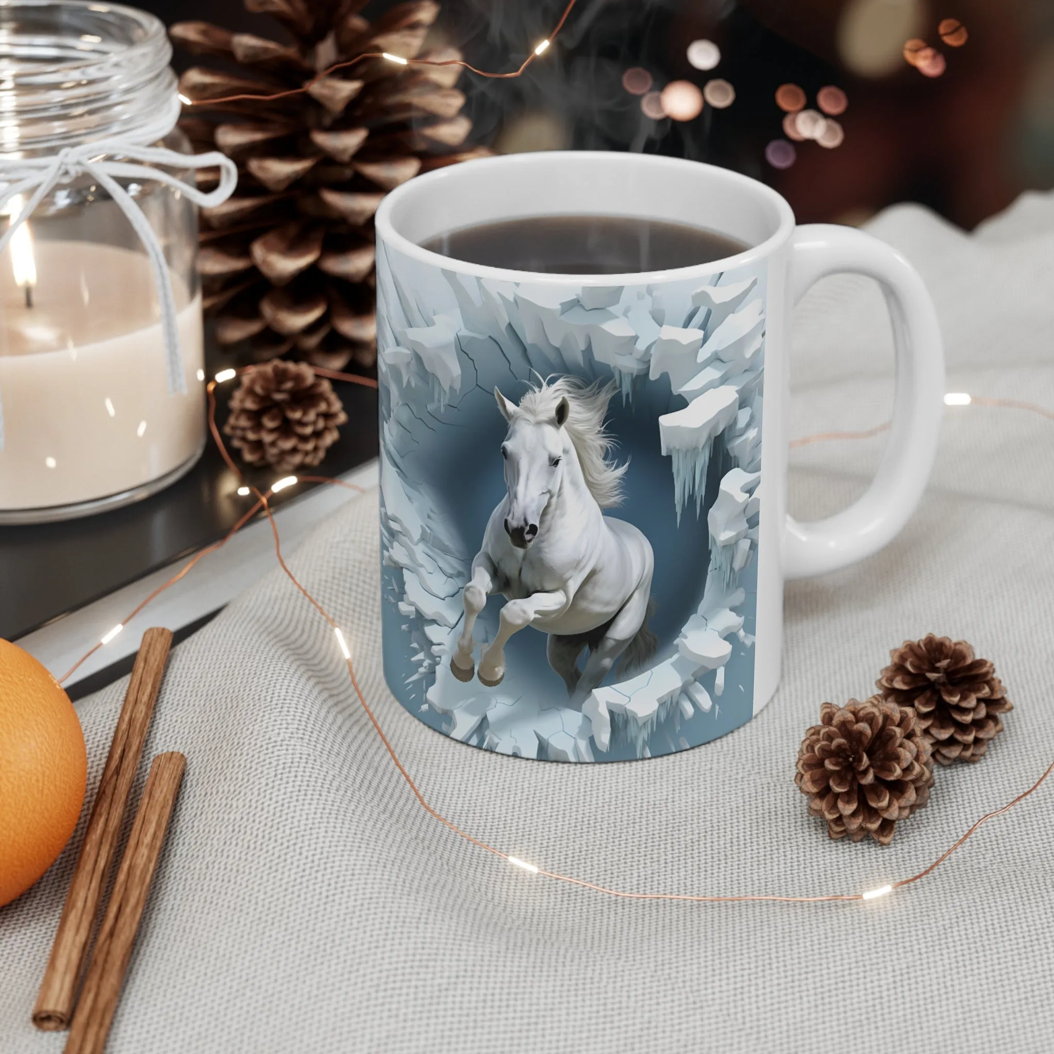 3D WHITE GALLOPING HORSE - MUGSCITY - Free Shipping