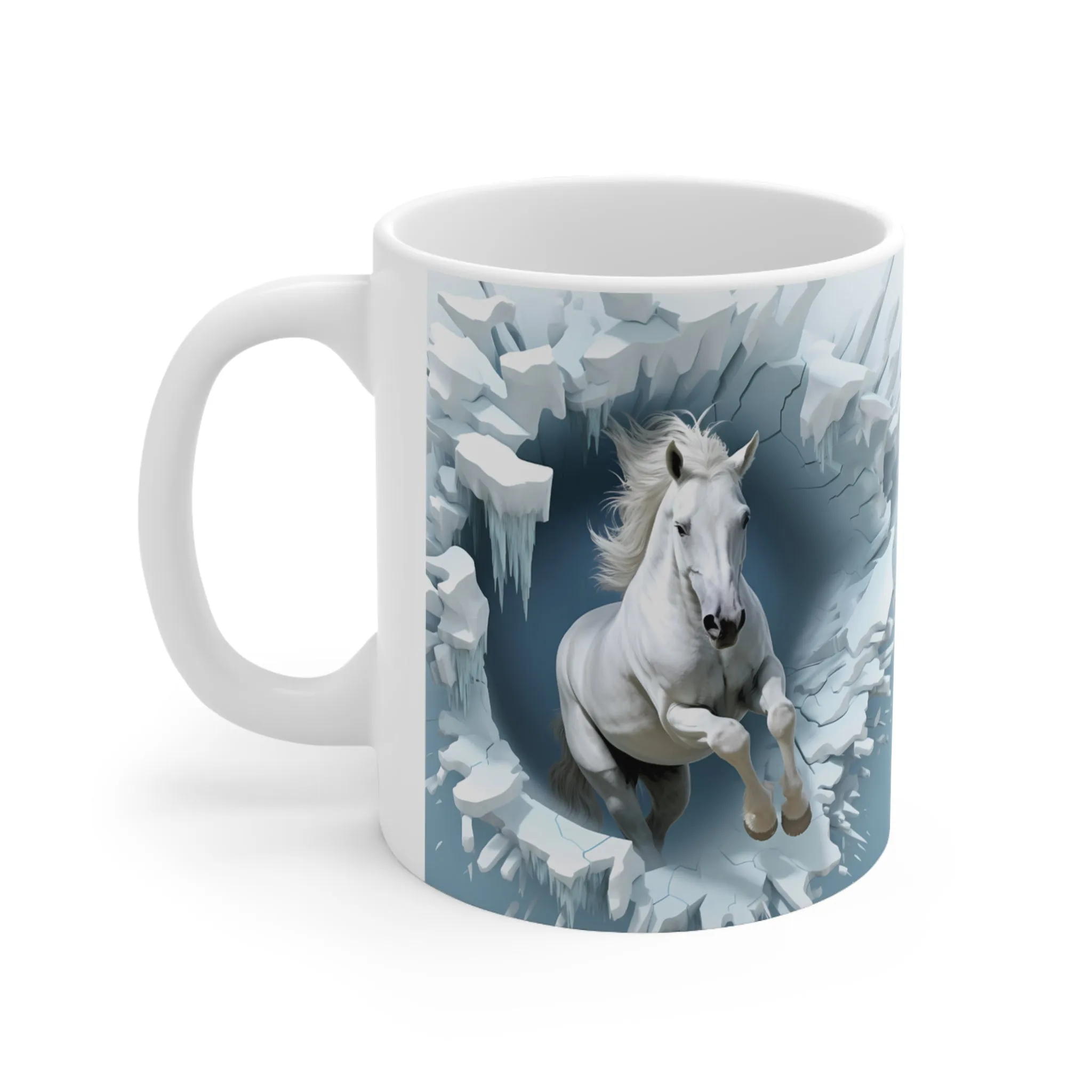 3D WHITE GALLOPING HORSE - MUGSCITY - Free Shipping