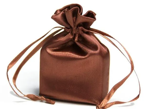 3X4 Chocolate Elegant Satin Bags - 12 pcs