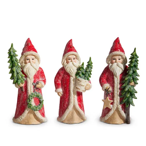 5.75" Red Santa with Tree Ornament