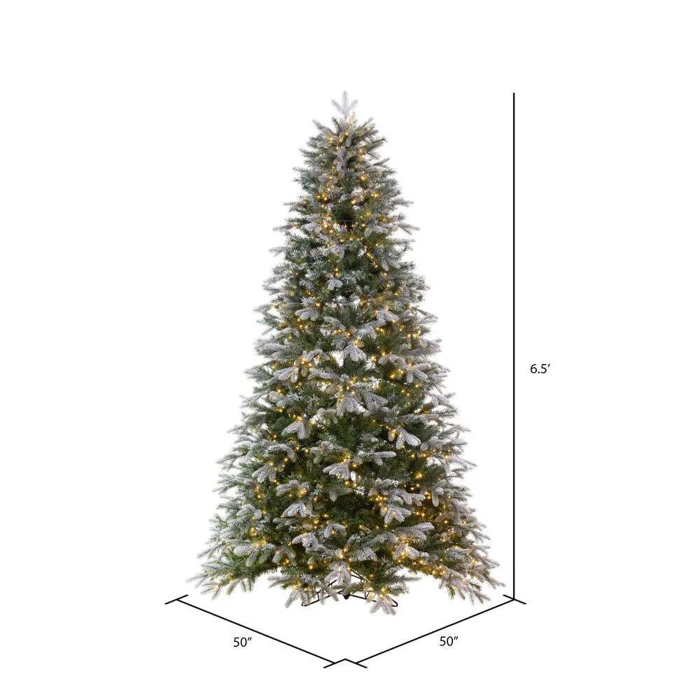 6.5' x 50" Frosted Douglas Fir Artificial Pre-Lit Xmas Tree Warm White 3mm LED