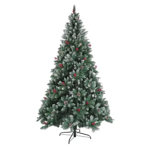 6ft Christmas Tree Artificial Full Xmas Trees with 150pcs LED,750 Branch Tips Metal Hinges & Foldable Base