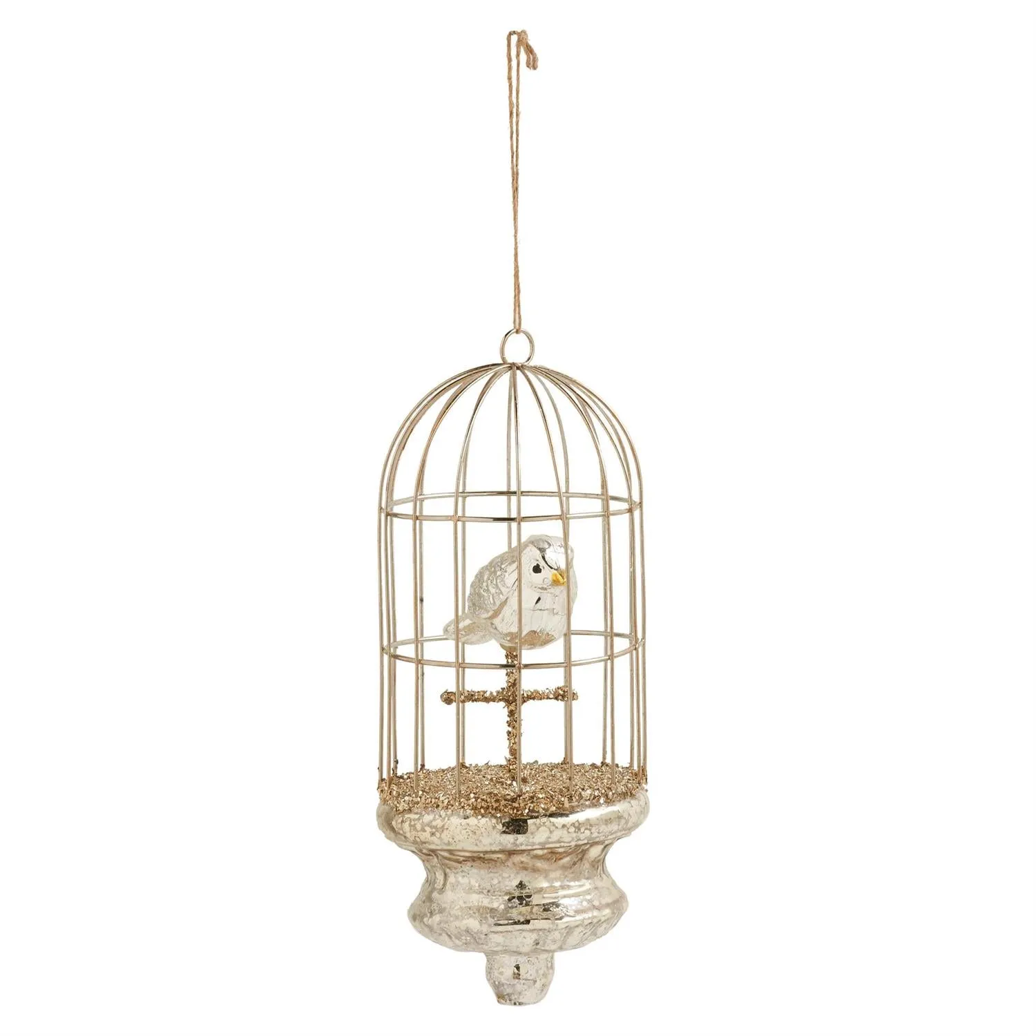 7.5 Inch Mercury Glass Birdcage Ornament