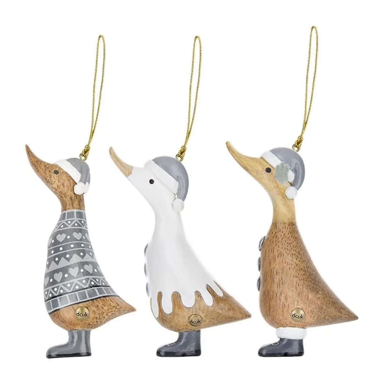 Alpine Design Wooden Duck Christmas Tree Decorations - Choice of Design