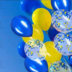 Blue Yellow Confetti Balloons, Yellow and Blue Balloons – Pack of 50,Party balloon for Party Decorations Supplies 3 Style,12 Inch