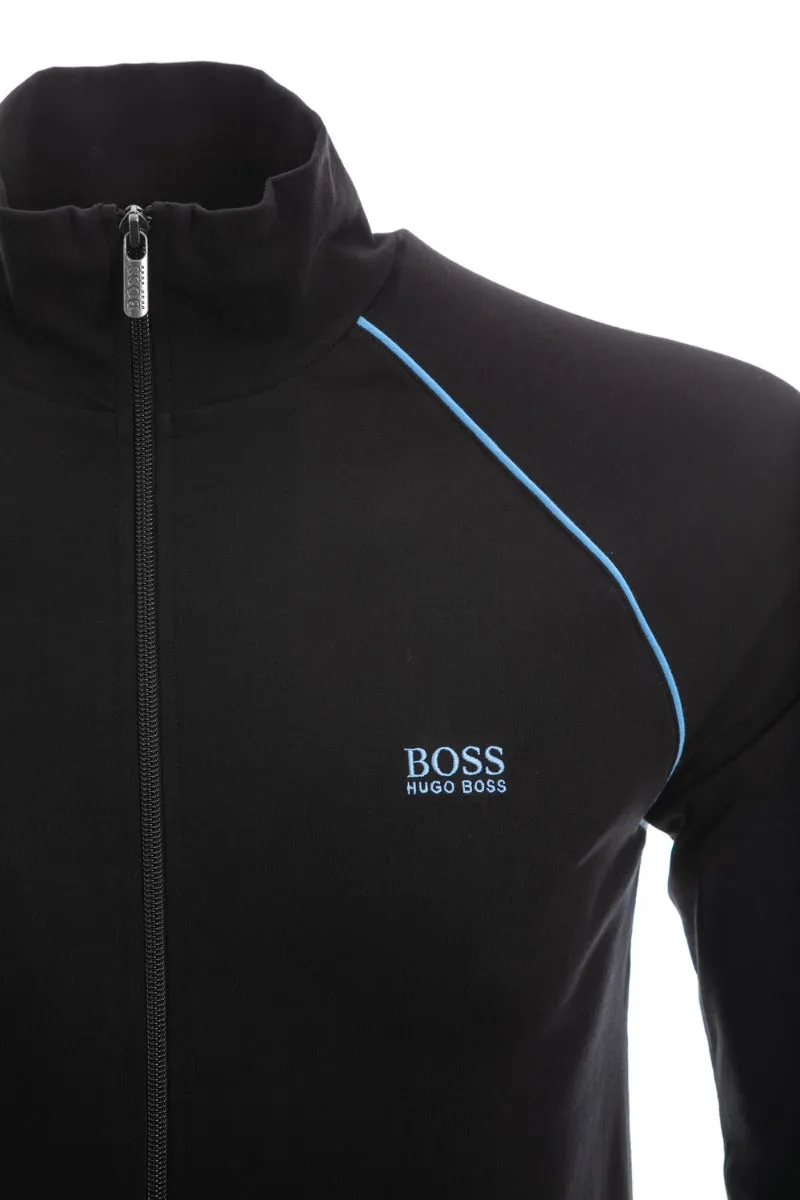 BOSS Mix & Match Jacket Z Sweatshirt in Black & Sky Blue Trim