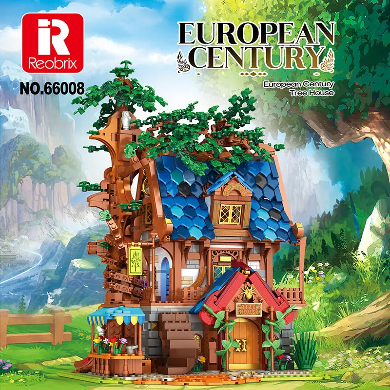 Building Blocks Street View Medieval Tree House Building Model Assembling Educational Toys Christmas Gifts for Children Teaching Toys