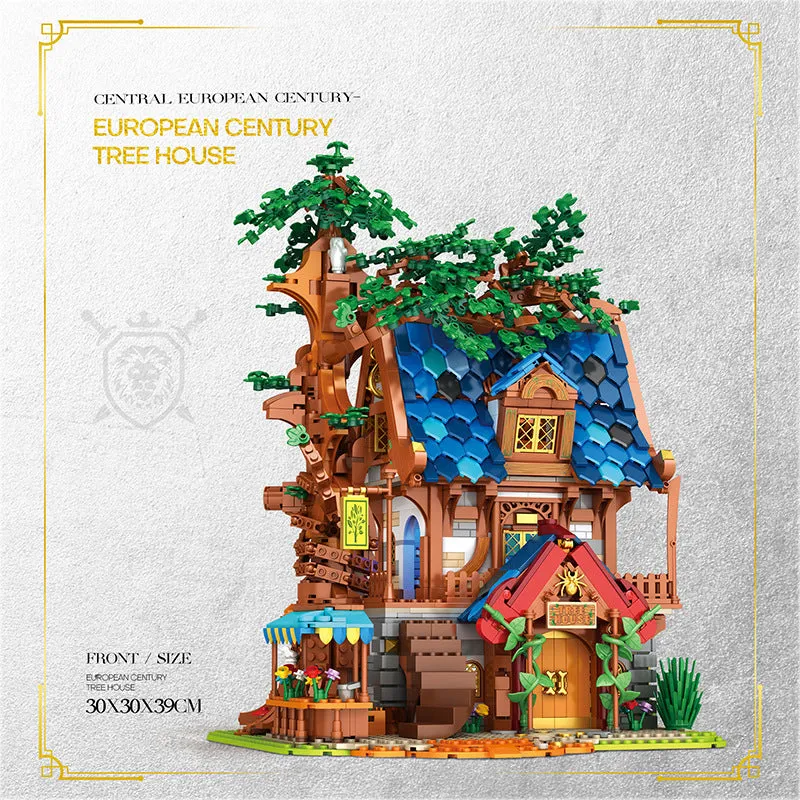 Building Blocks Street View Medieval Tree House Building Model Assembling Educational Toys Christmas Gifts for Children Teaching Toys