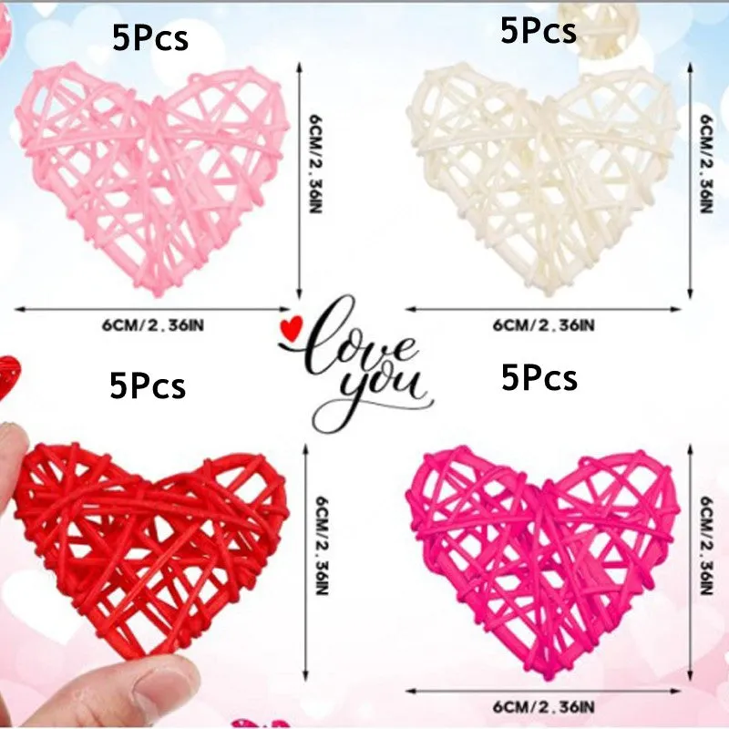 Bulk 20Pcs Heart Shape Wicker Rattan Ornament Hanging Rattan Wholesale