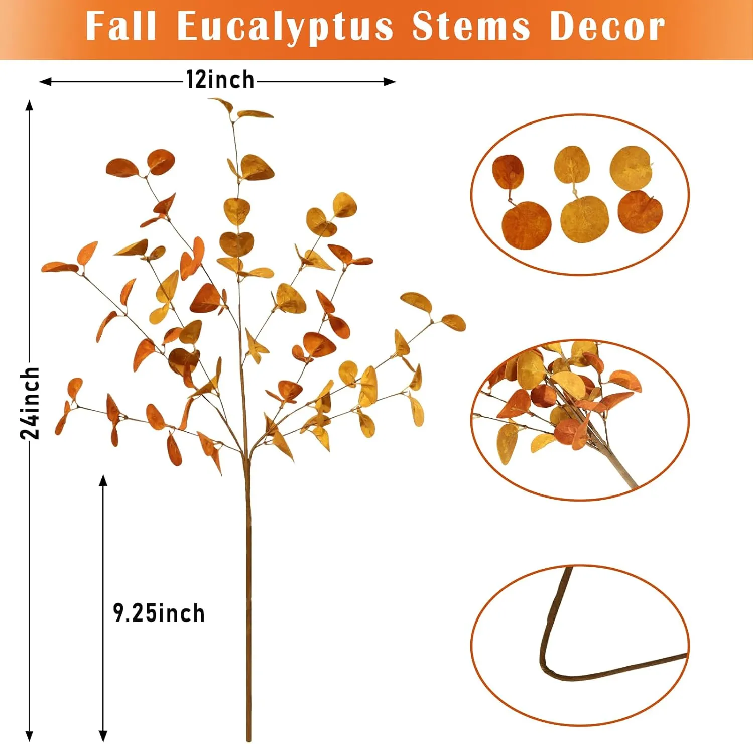 Bulk 5pcs Fall Decorations Artificial Eucalyptus Stems Botanicals Plants Autumn Decorations Wholesale