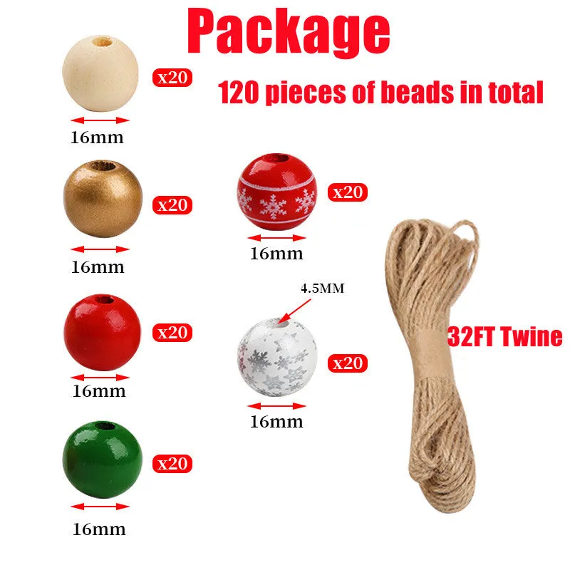 Bulk Christmas Wood Beads Garland Craft Set Wholesale