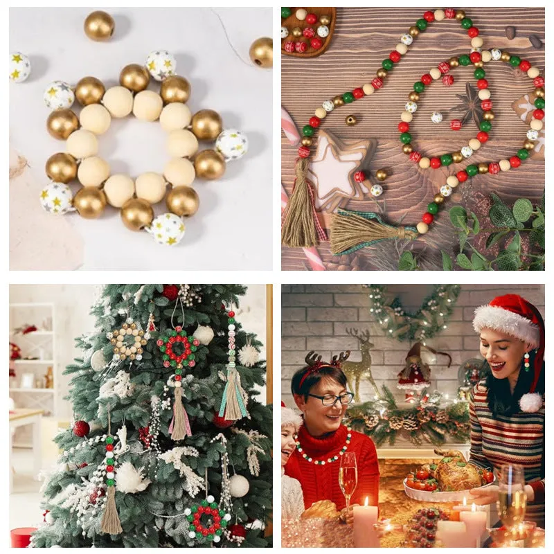 Bulk Christmas Wood Beads Garland Craft Set Wholesale