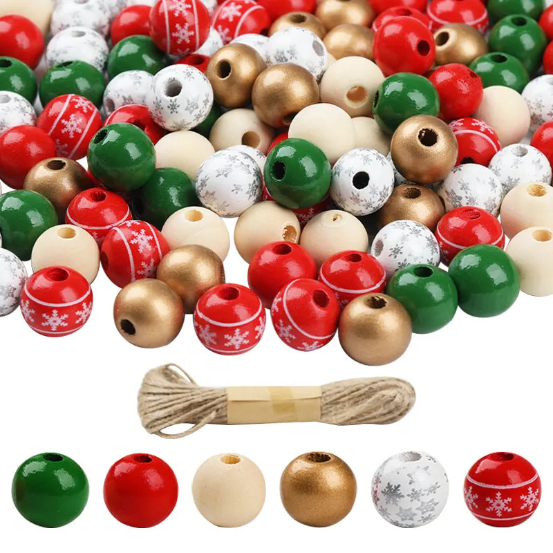 Bulk Christmas Wood Beads Garland Craft Set Wholesale