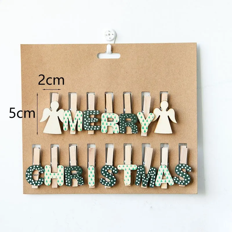 Bulk Merry Christmas Mini Wooden Clip Photo Display Clip Christmas Tree Clothespins Xmas Ornament Wholesale