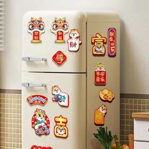 CALANDIS® 6 Pieces Chinese New Year Refrigerator Magnets 3D for Spring Festival Office Style B | 6Pieces Fridge Magnet