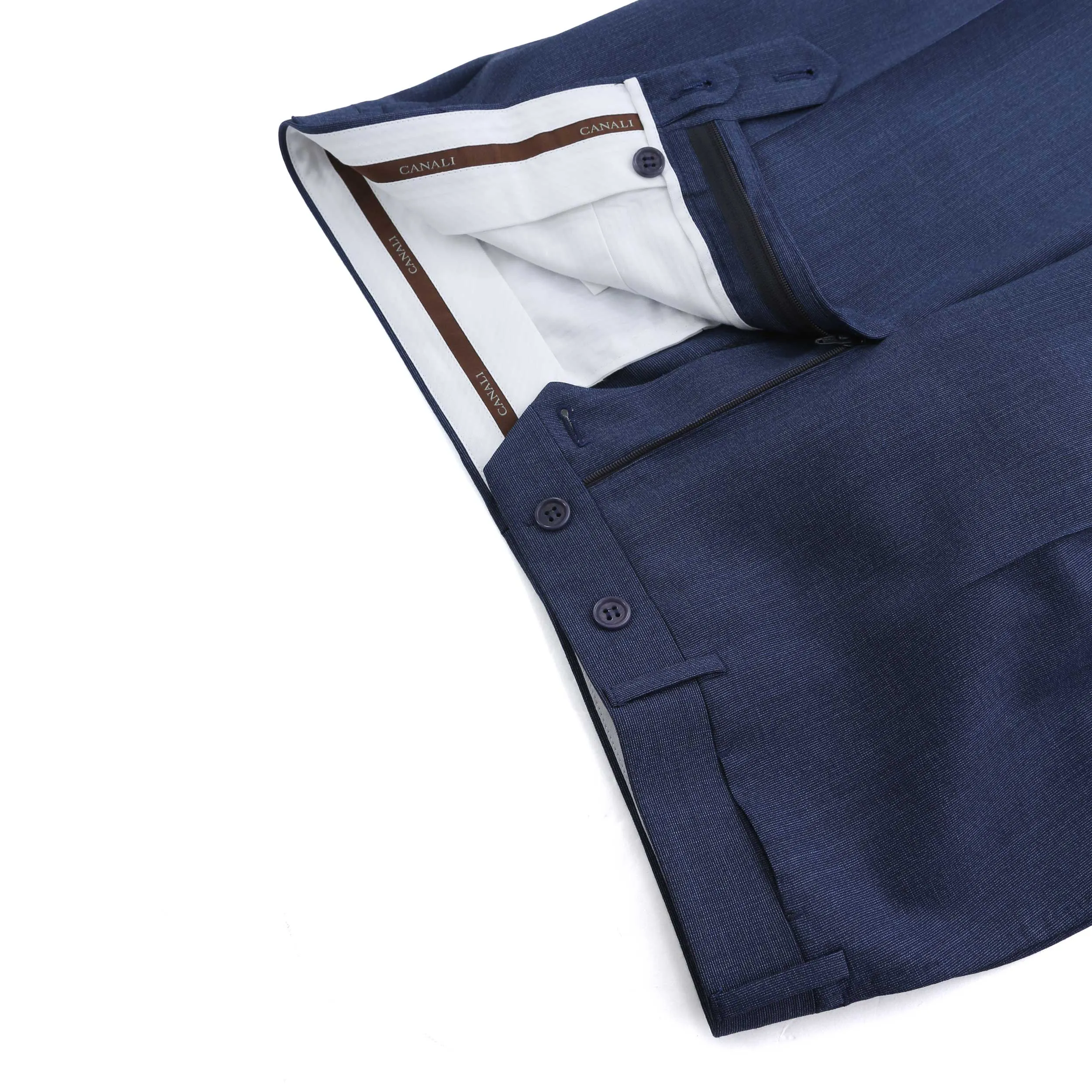 Canali Peak Lapel Stretch Suit in Denim Blue