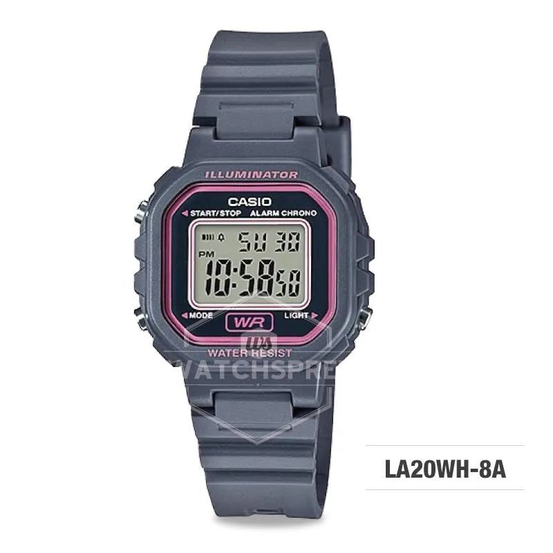 Casio Ladies' Standard Digital Grey Resin Band Watch LA20WH-8A LA-20WH-8A