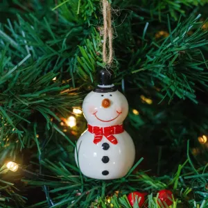 Ceramic Snowman With Carrot Nose Christmas Tree Ornament