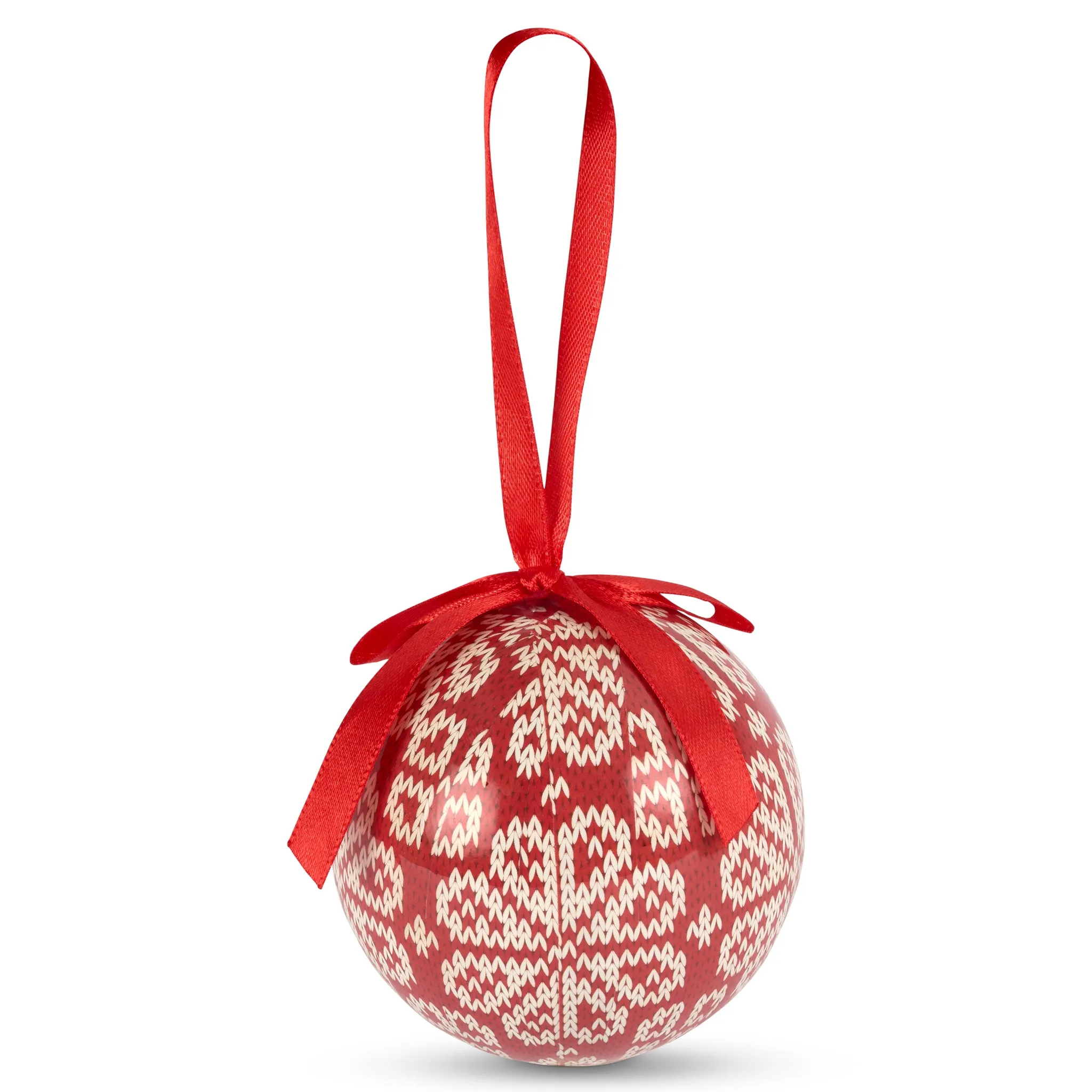 Christmas Baubles Red Knit Look Set of 6 7.5cm