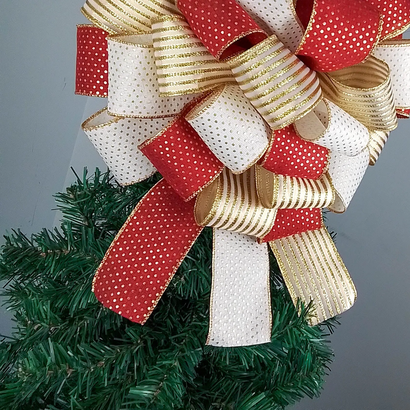 Christmas Tree Bows | Tree Topper Bows | Burgundy Ivory Gold Bow