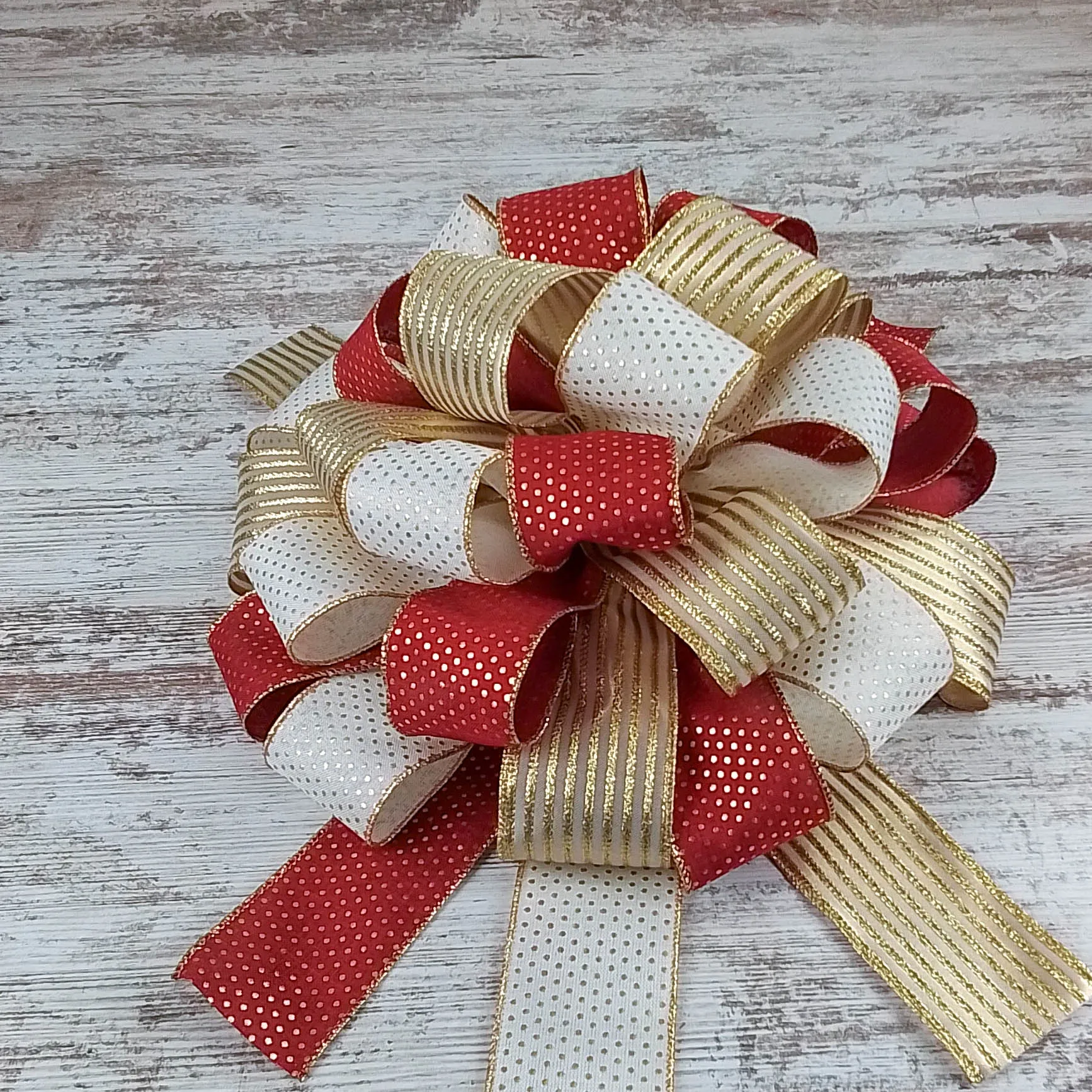 Christmas Tree Bows | Tree Topper Bows | Burgundy Ivory Gold Bow