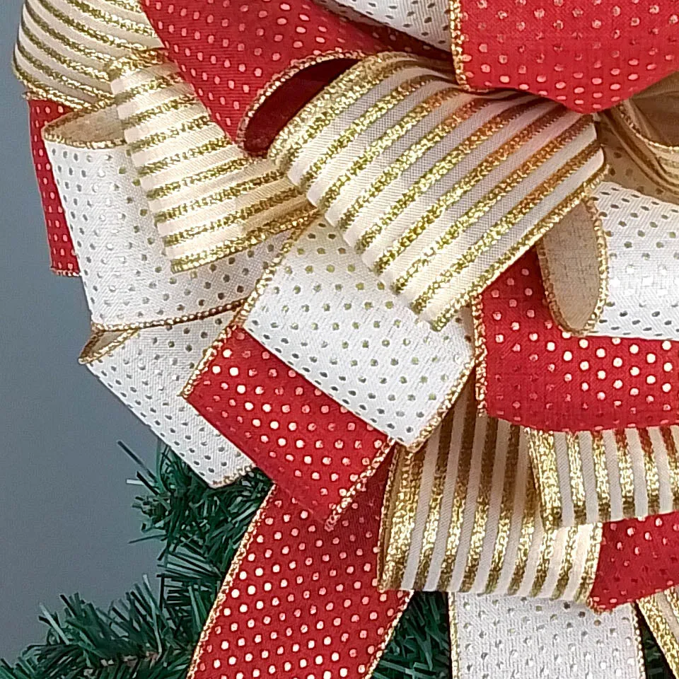 Christmas Tree Bows | Tree Topper Bows | Burgundy Ivory Gold Bow