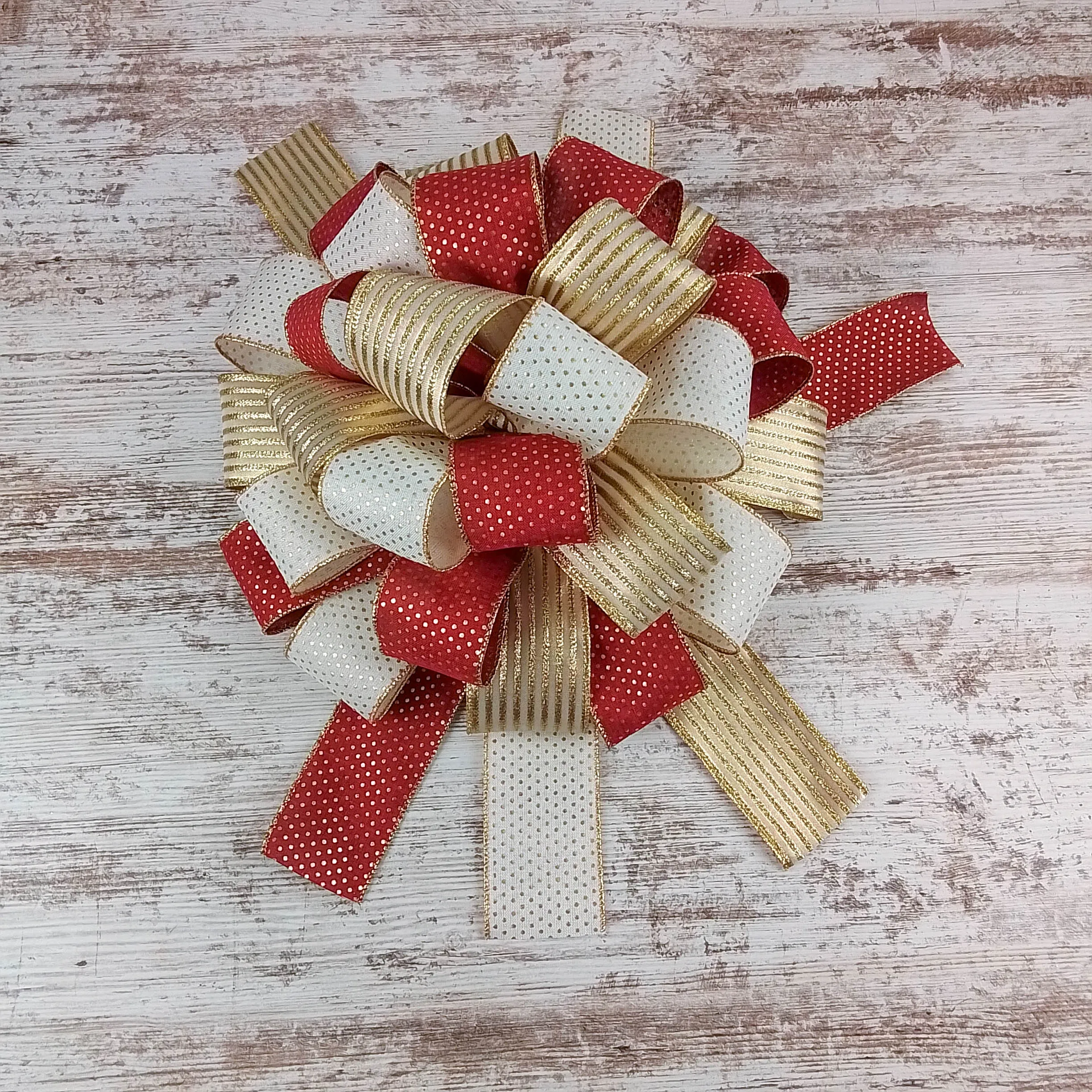 Christmas Tree Bows | Tree Topper Bows | Burgundy Ivory Gold Bow