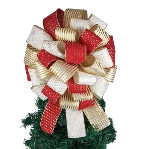 Christmas Tree Bows | Tree Topper Bows | Burgundy Ivory Gold Bow