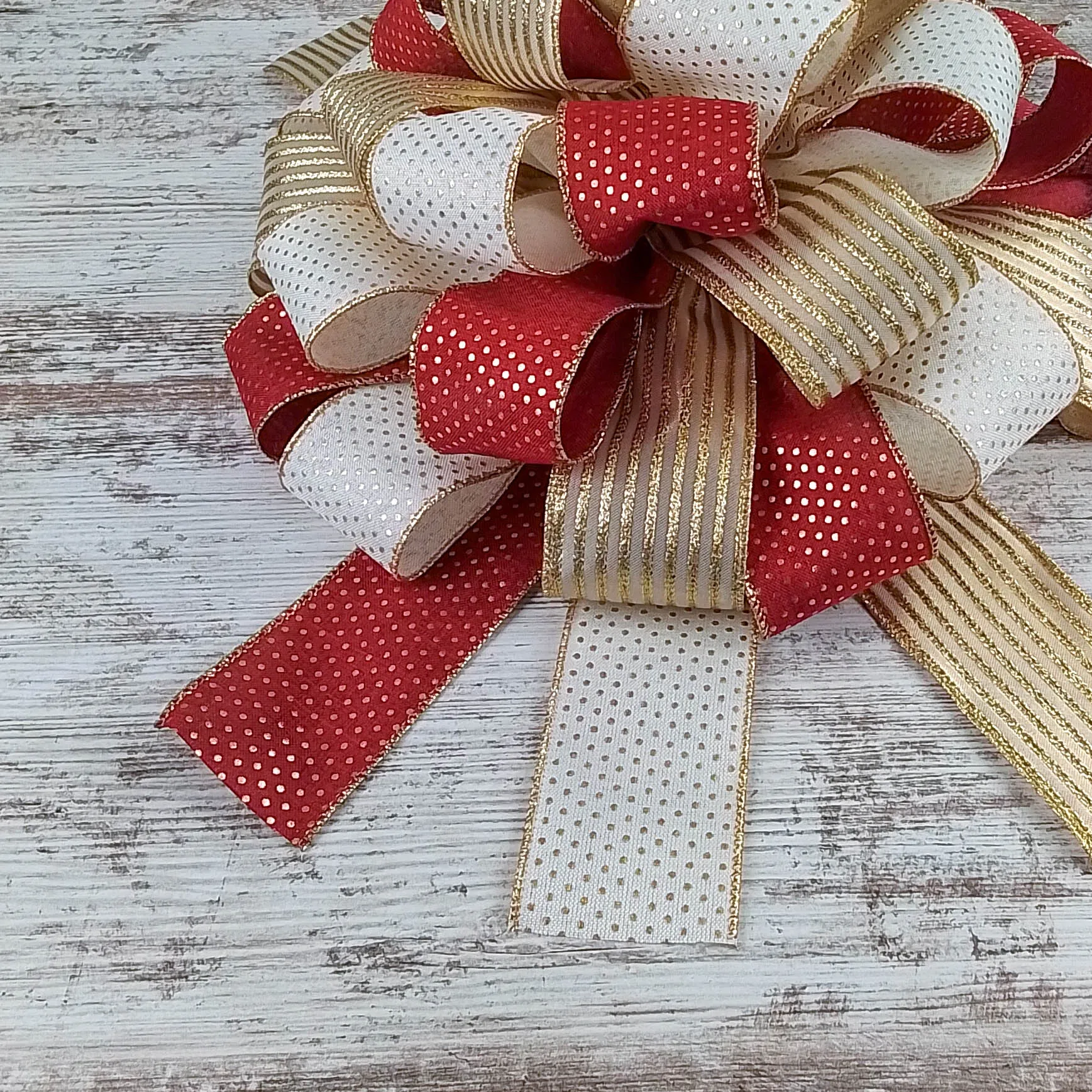 Christmas Tree Bows | Tree Topper Bows | Burgundy Ivory Gold Bow