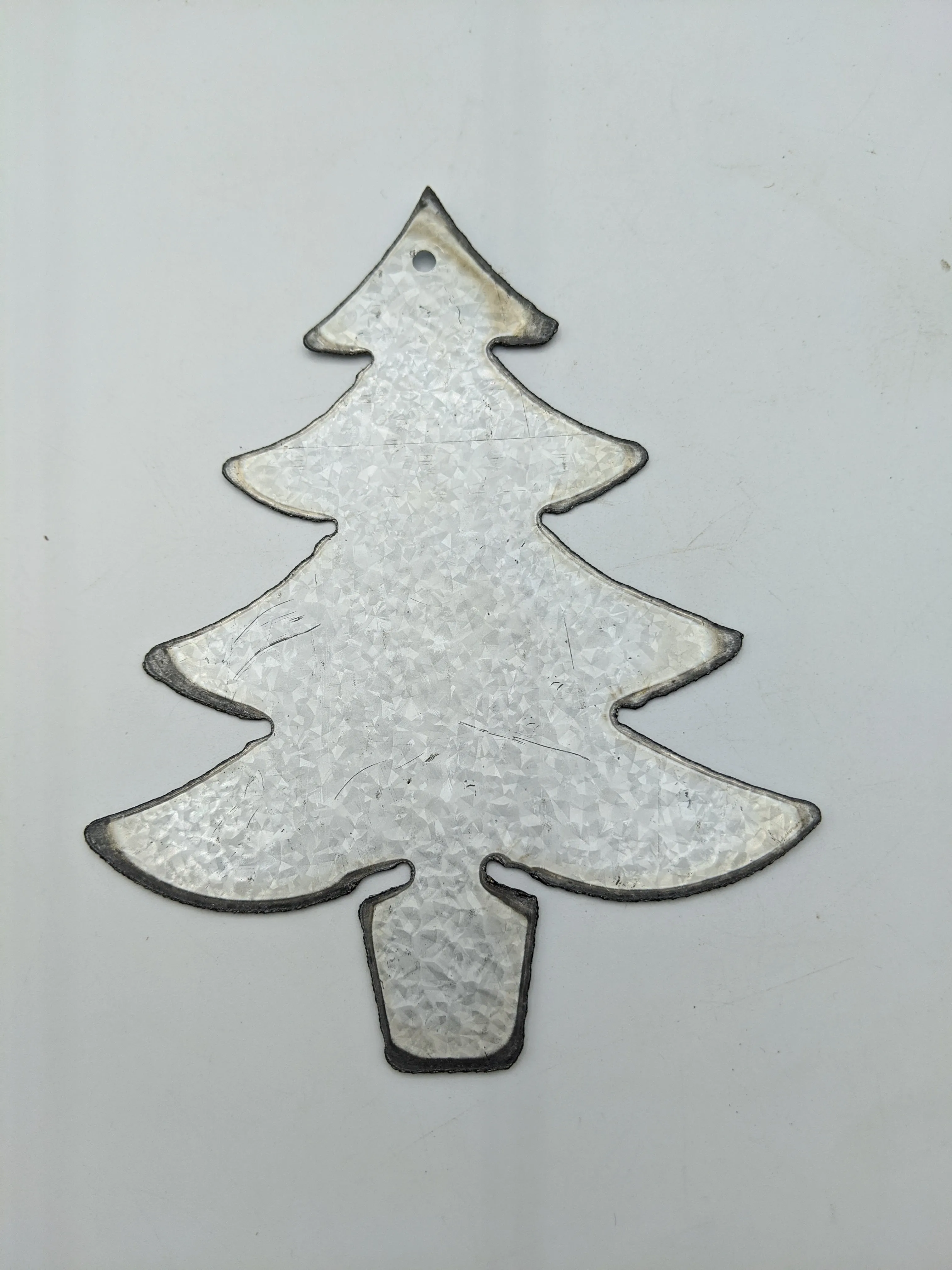 Christmas Tree Lightly Rusted Metal 6" Ornament