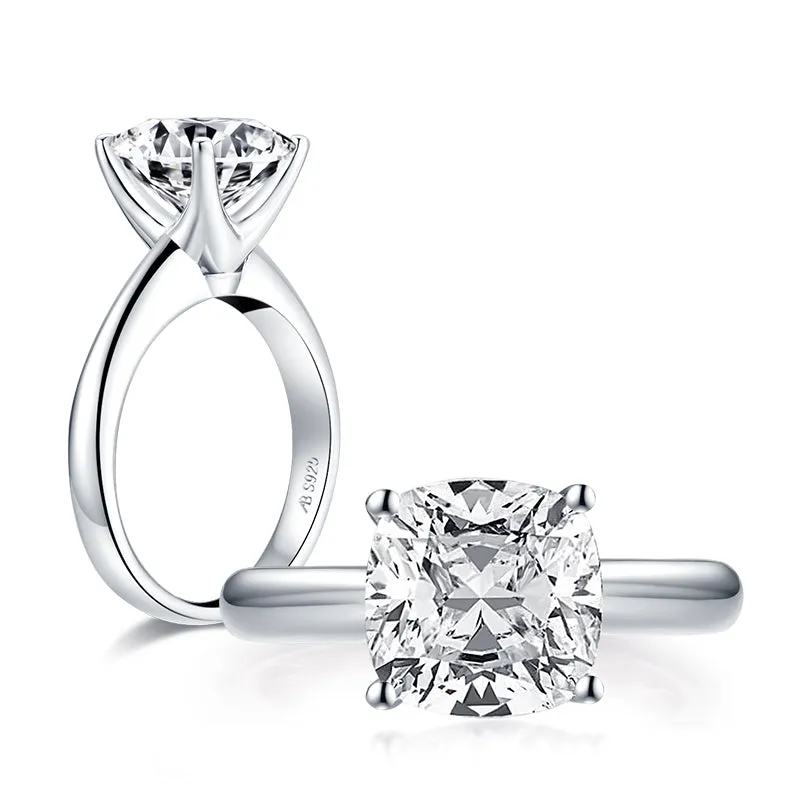 Danae 9mm Cushion Solitaire Zirconia Engagement Ring | 4.1ct | Sterling Silver