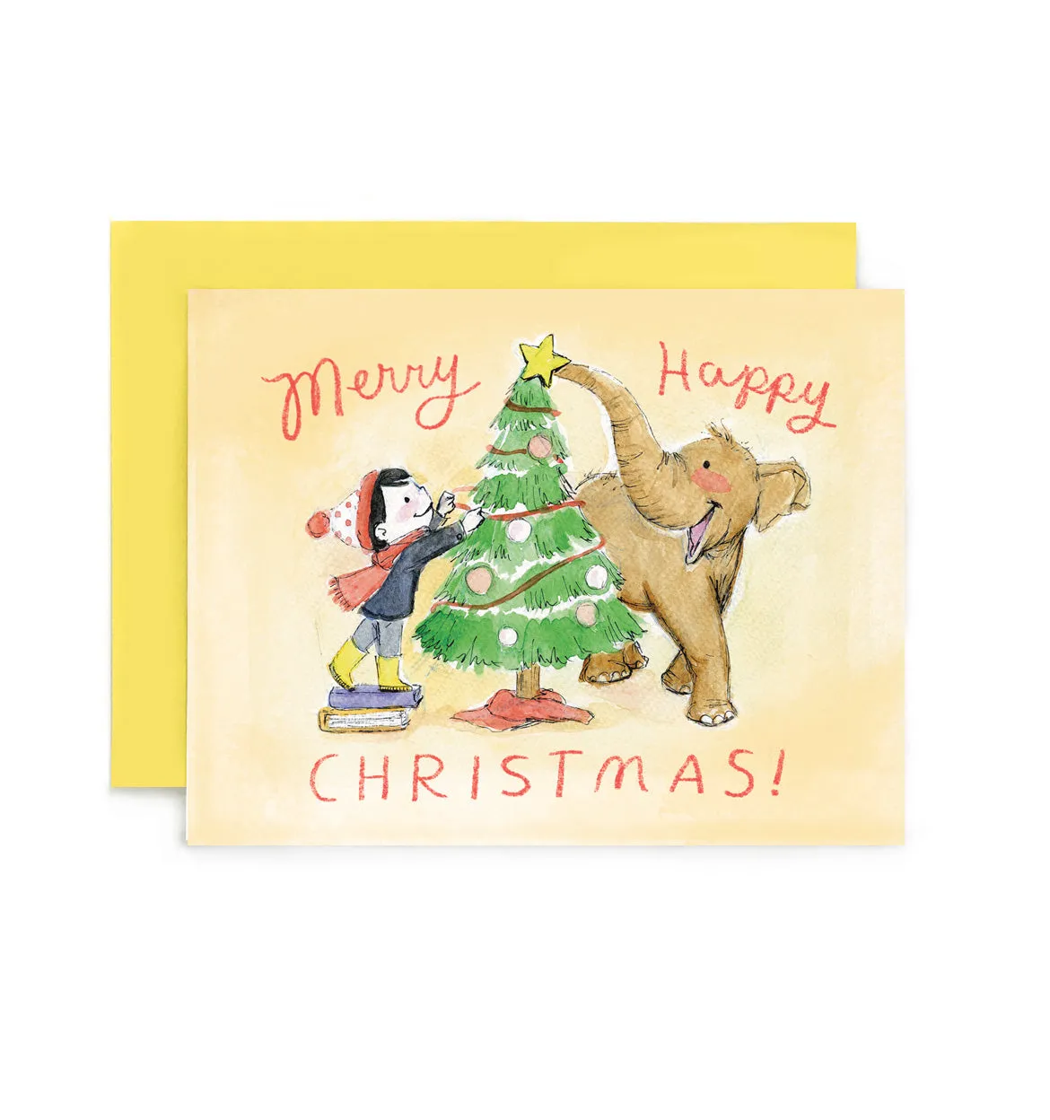 Decorating the Tree Merry Happy Christmas Card