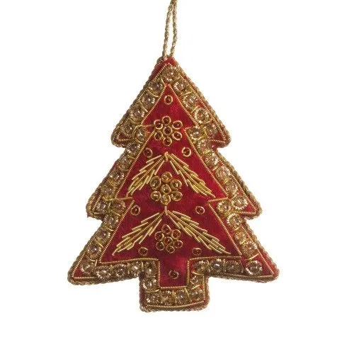 Decoration: Red and Gold Beaded Tree