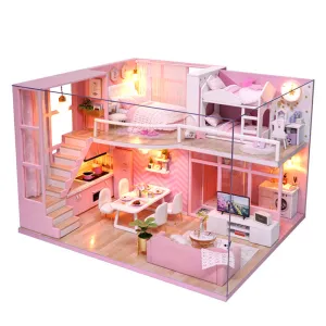 DIY Dollhouse Miniature with Furniture Kit Plus Dust Proof and Music Movement