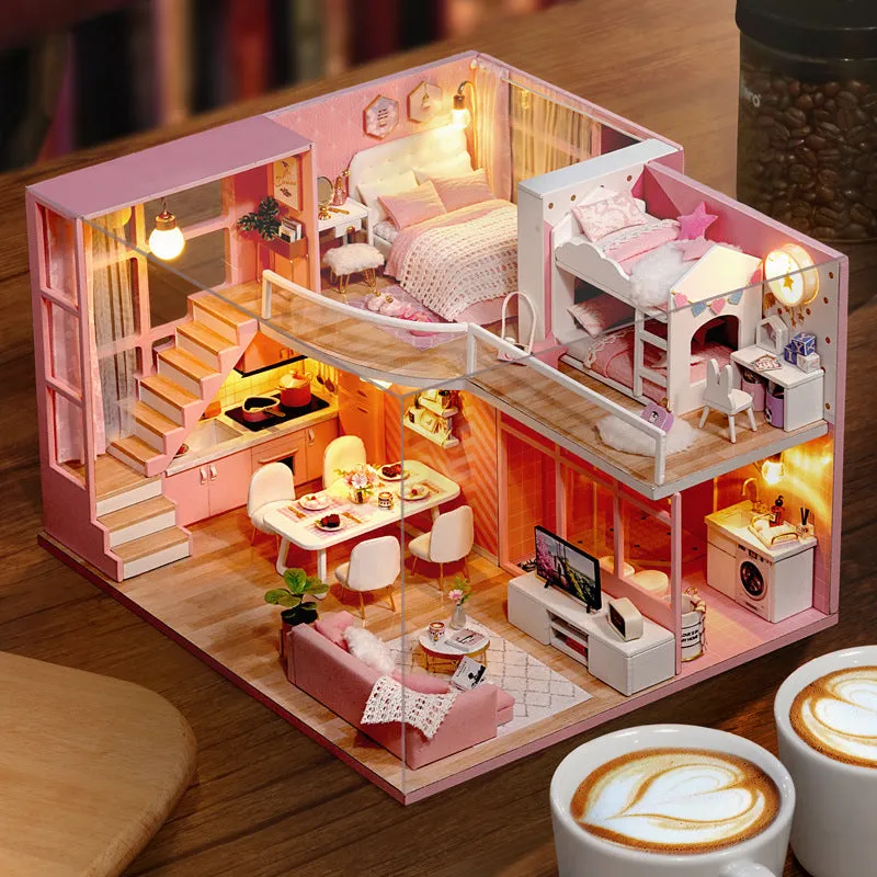 DIY Dollhouse Miniature with Furniture Kit Plus Dust Proof and Music Movement