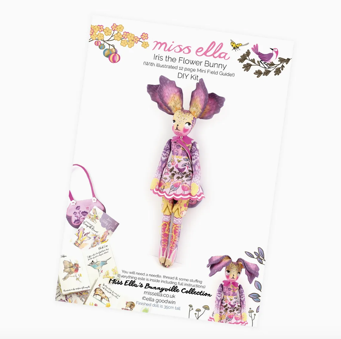 Diy Dolly Kit - Iris Flower Bunny   12 Page Handmade Book