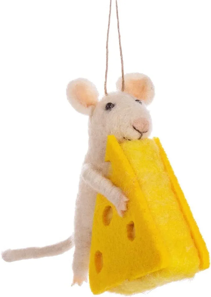 Felt Mouse with Cheese Christmas Tree Decoration