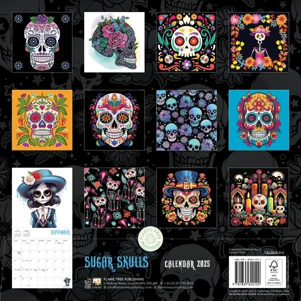 Flame Tree 2025 Wall Calendar - Sugar Skulls