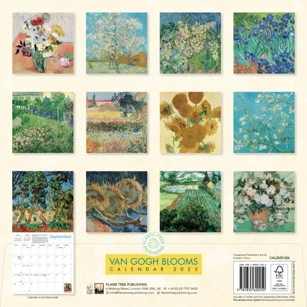 Flame Tree 2025 Wall Calendar - Vincent van Gogh Blooms