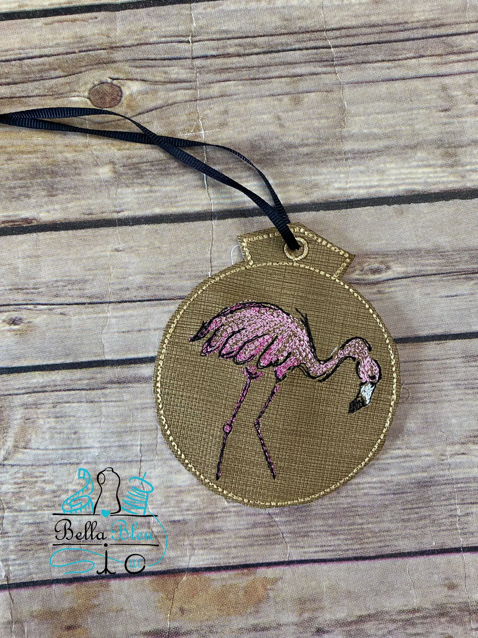 Flamingo Set of 10  Scribble ITH Christmas Ornament