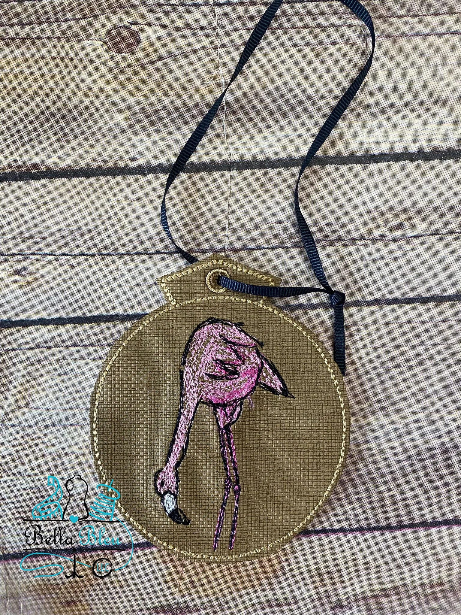 Flamingo Set of 10  Scribble ITH Christmas Ornament