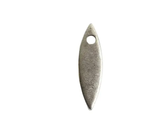 Flat Tag Mini  Navette Single Hole Antique Silver 18 mm- Nunn Design