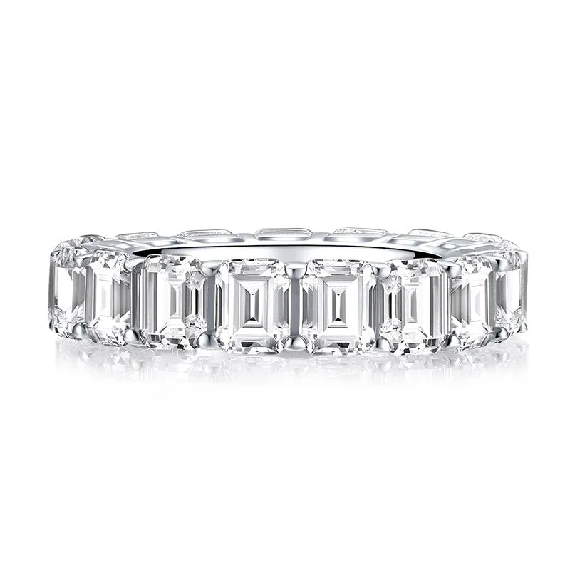 Gigi 5x4mm Emerald CZ Eternity Stackable Ring | 6ct | Sterling Silver