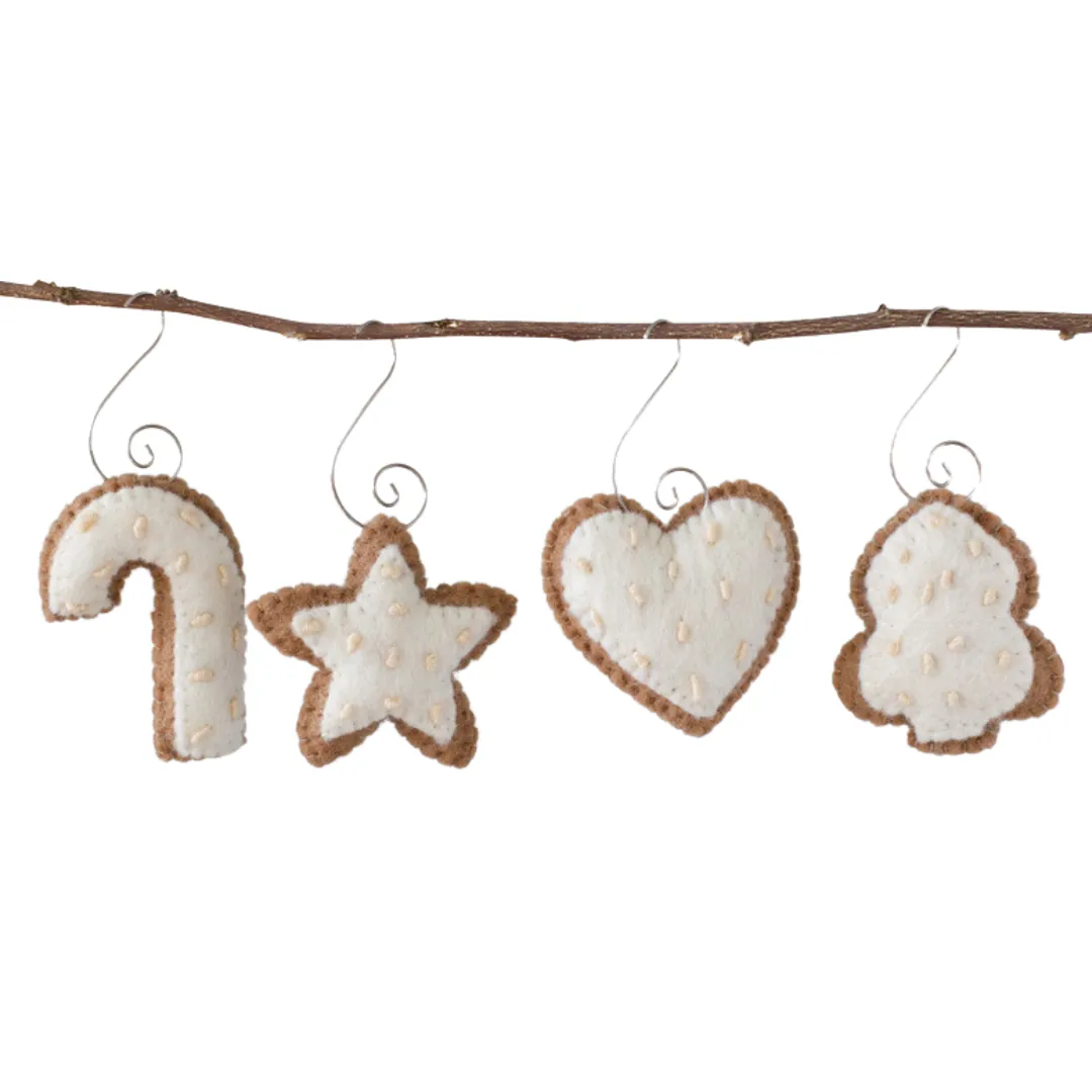 Gingerbread Cookie Christmas Tree Ornaments- SET OF 4