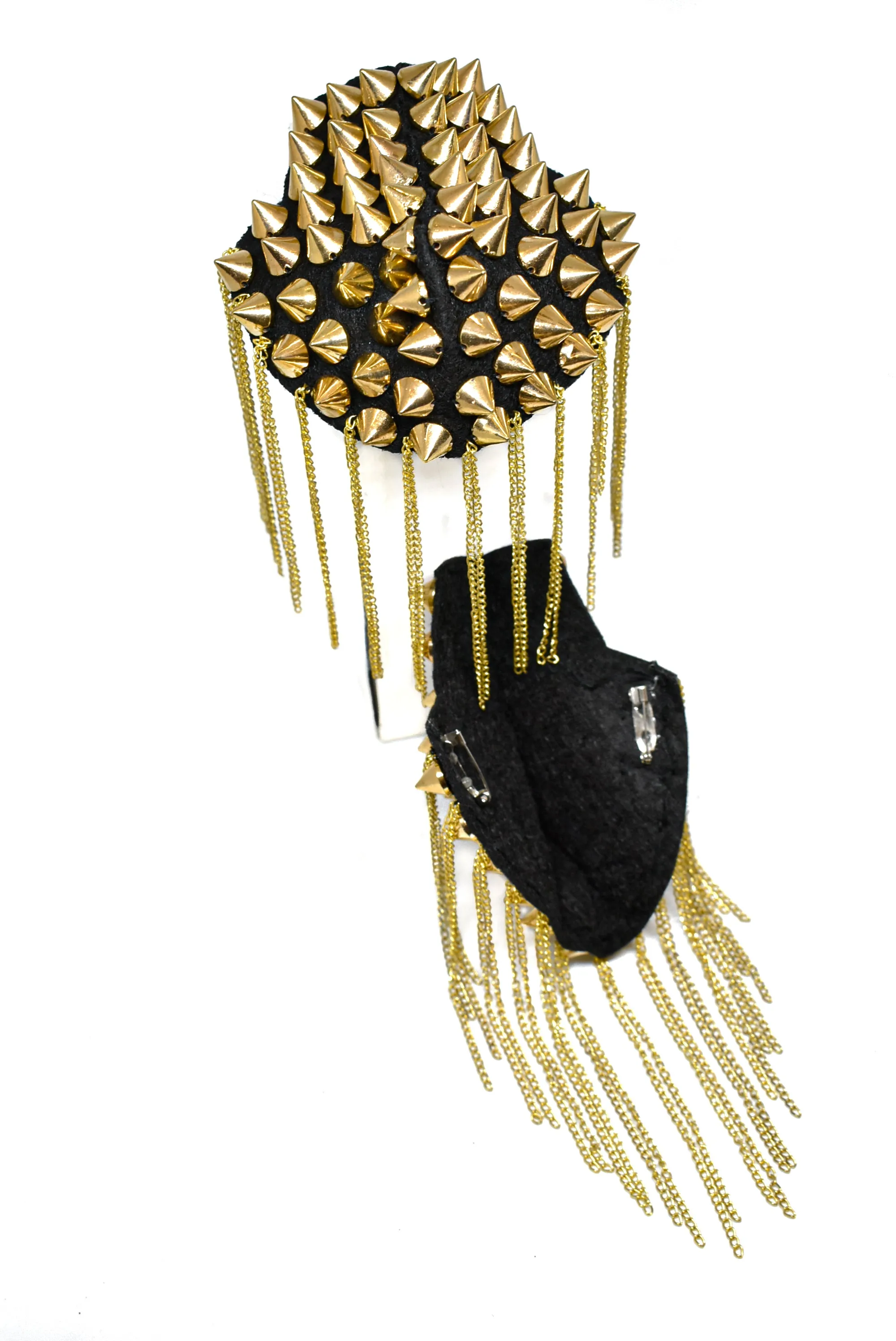 Gold Studded Shoulder Epaulet with Dangling Chains (2 Pieces)