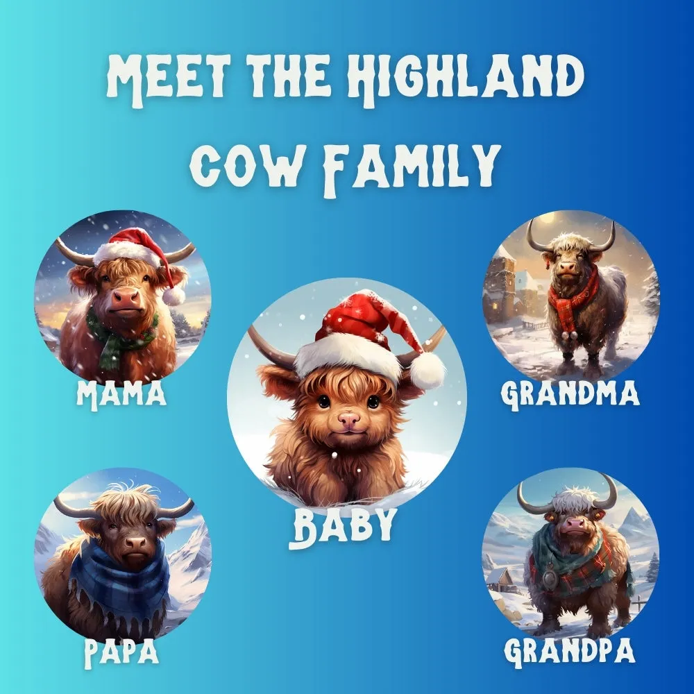 Grandma Highland Cow, Family Christmas Ornament - Collectible for Tree or Hanging Car Ornaments